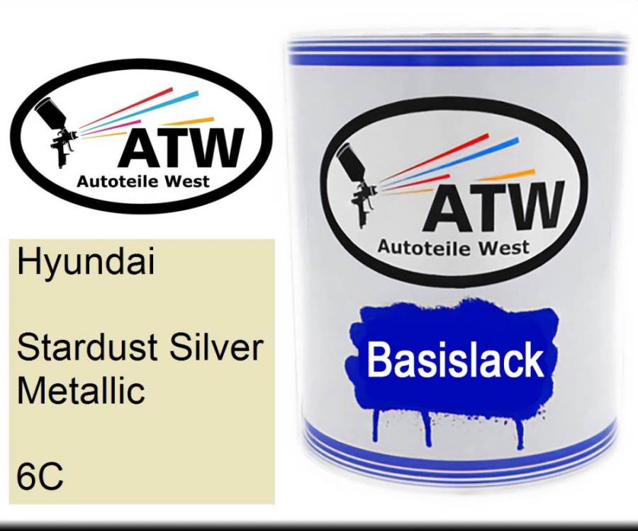 Hyundai, Stardust Silver Metallic, 6C: 1L Lackdose, von ATW Autoteile West.